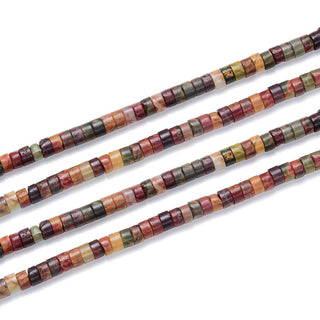 Natural Picasso Jasper Gemstone Heishi Tube Rondelle Beads, 4x2mm/Small, Hole ID 0.9mm, 14.5 Inch/1 Strand, GH-C19