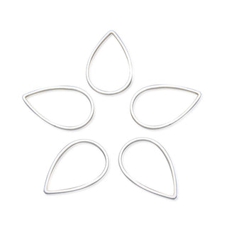 100pcs Teardrop Beading Hoops, Open Back Bezel Frame, Sterling Silver Plated Brass, Size Selections: 16mm/22mm/25mm