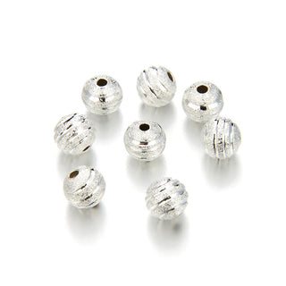 500pcs Small Tiny 4mm Corrugated Ribbon Round Beads, Sterling Silver Plated Brass, Hole ID 1mm, CF10-4