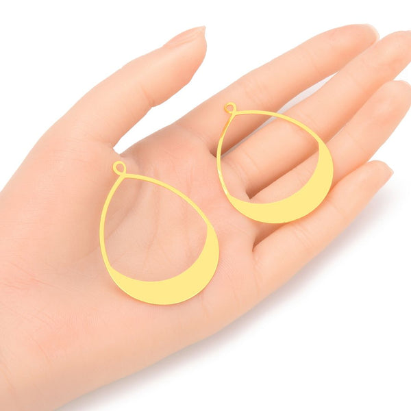 10pcs 49mm Large Teardrop WaterDrop Pendants, Tarnish Resistant, 18K Yellow Gold Plated Brass, BFW-A33