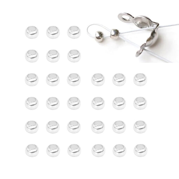 500pcs Small Tiny Round Crimp Beads, Sterling Silver Plated Brass, Size Selections: 1.5mm/2mm