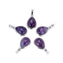2pcs Natural Purple Amethyst Teardrop Gemstone Pendants, 22mm Pear Stone Drops, G2P-J2