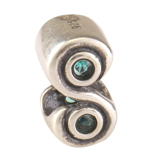 Real 925 Sterling Silver Charm, May Birthstone Bead, Cubic Zirconia CZ Green Emerald Gemstone,...