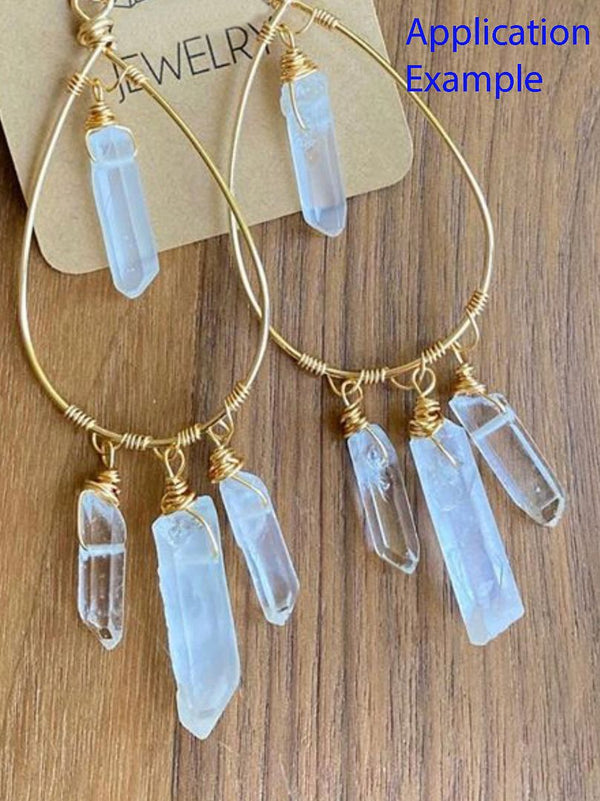 1 Strand Natural Raw Crystal Quartz Gemstone Beads, Small Drilled Stone Points, Rainbow AB Titanium Coated Stone Stick, 15 Inch, GA5