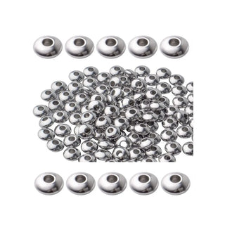 100pcs 4mm 304 Stainless Steel Saucer Rondelle Spacer Beads – Small, Loose, Silver Tone (4mm/6mm)
