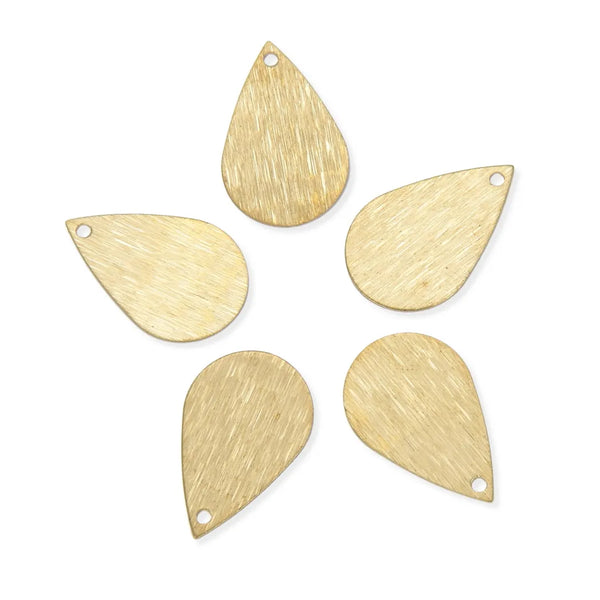 20pcs Brushed Raw Brass Teardrop Pendant Drop, 18mm, Unplated/Uncoated, CF-A12