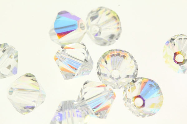 720pcs Preciosa Small Faceted Bicone Crystal Beads, Crystal AB, 4mm, Hole ID 0.9mm, Prw-402