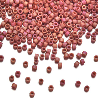 30g Miyuki Delica 11/0 Seed Beads Opaque Matte Rainbow Carnelian Red DB2306