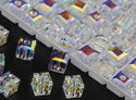 24pcs Adabele Austrian Faceted Cube Crystal Beads #5601, Clear AB, Size Selections: 4mm/6mm/8mm