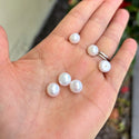 10pcs Natural AAAA Grade High Luster Half Drilled Potato Round Pearls Beads, White Cultured Freshwater Pearls, 9-10mm, Hole ID 1mm, PP4-910