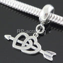 1pc Real 925 Sterling Silver Cupid Arrow Two-Heart Love Charm Pendant, Compatible with Pandora All Other Charm Bracelets, EC4-D3