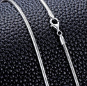1pc 925 Sterling Silver Snake Chain Necklace, Tarnish Resistant Rhodium Plated, 3mm, Thick Large Strong, Length Selections: 18/20/22/24 inch
