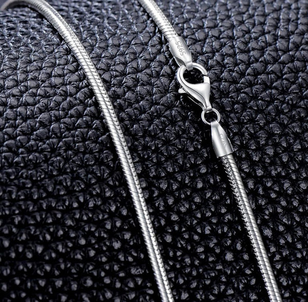 1pc 925 Sterling Silver Snake Chain Necklace, Tarnish Resistant Rhodium Plated, 3mm, Thick Large Strong, Length Selections: 18/20/22/24 inch
