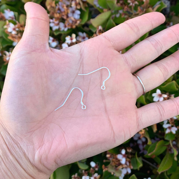 20pcs 925 Sterling Silver Flat Fish Earring Hooks, 18mm Long, Wire Gauge Selections: 0.6mm/0.7mm/0.8mm/0.9mm