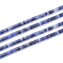 Natural Blue Sodalite Gemstone Heishi Tube Rondelle Beads, 4x2mm/Small, Hole ID 0.9mm, 14.5 Inch/1 Strand, GH-C25