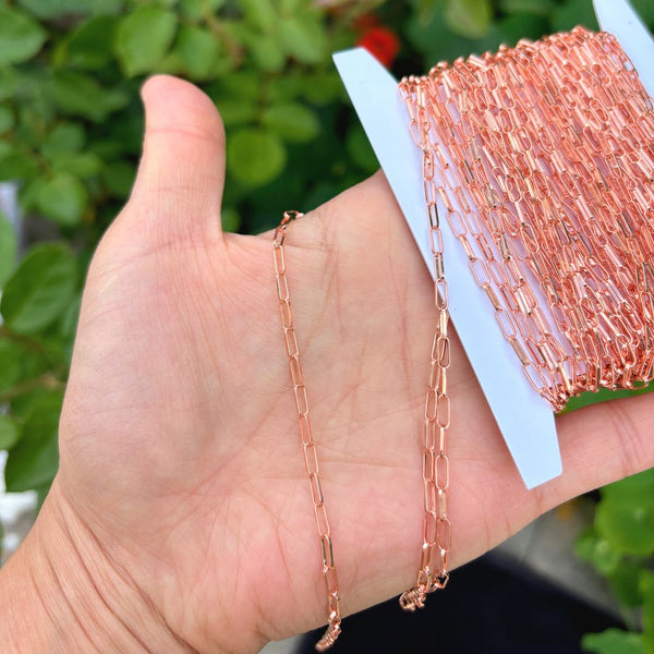 33 Feet Paperclip Cable Copper Chain Link, Bright Coppery, 6.8x2.4mm Large, CW10-A1