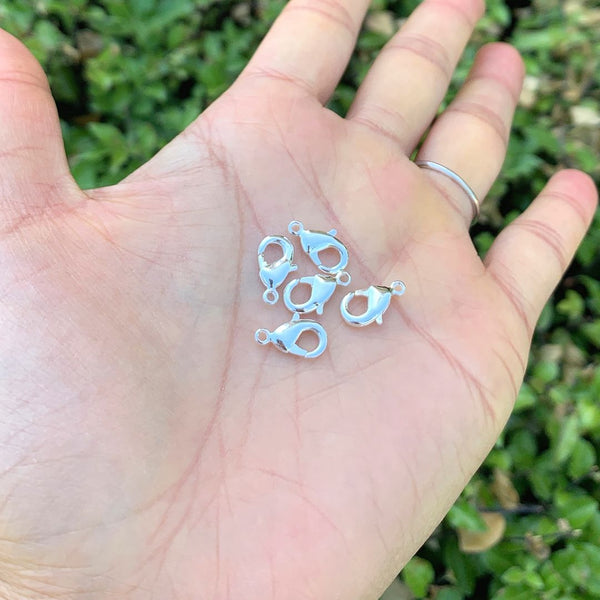 20pcs Tarnish Resistant Lobster Claw Clasps, Sterling Silver Plated Brass, Size Selections: 10mm/12mm/15mm/20mm