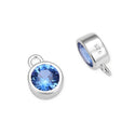 2pcs 925 Sterling Silver 6mm December Birthstone Charm Drop Pendants, Tarnish Resistant, Blue Topaz Cubic Zirconia Gemstone, SXP8-12