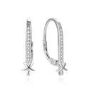 2 Pairs 925 Sterling Silver Fancy Ribbon Pattern Leverback Earring Hooks, 10 Cubic Zirconia CZ, Tarnish Resistant Rhodium Plated, 22mm, SS17-3