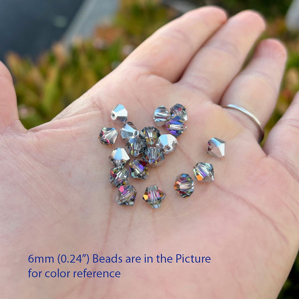 100pcs Preciosa Faceted Bicone Crystal Beads, Crystal Volcano (Silver Purple Orange Metallic), 4mm, Hole ID 0.9mm, Pre-B457