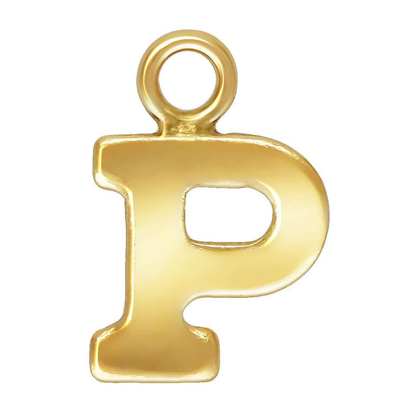 1pc Real 1/20 14K Gold Filled Letter P, Small Alphabet Charm Drop, 5.3x5.6mm, JK12-A16