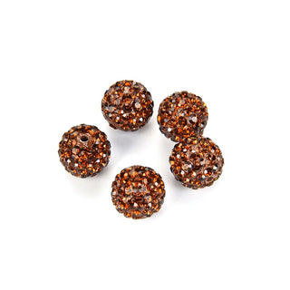 25pcs Adabele Grade A Suncatcher Crystal Rhinestone Pave Polymer Clay Beads, Smoked Topaz (Brown), Size Selections: 8mm/10mm/12mm