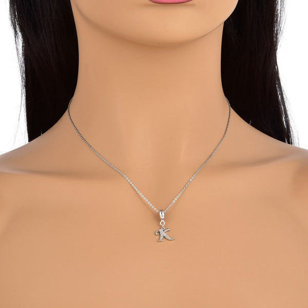 1pc 925 Sterling Silver Letter K, Alphabet Charm Pendant Drop, 18mm Long, Hole ID 4.5mm, EC3-A11