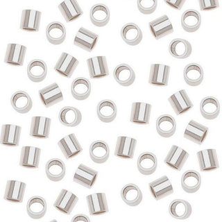 100pcs Tarnish Resistant Small Tiny Crimp Tubes, Sterling Silver Plated Brass, Size Selections: 2x2mm, 3x3mm