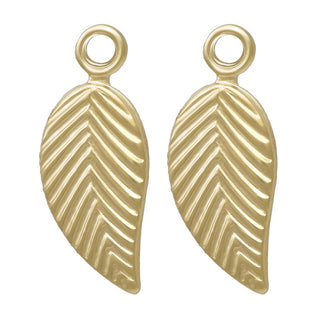 2pcs Real 1/20 14K Gold Filled Small Leaf Charm Drops, 10x8mm, Hole ID 1.24mm, JK13-3