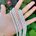 14 Inch Natural A+ Grade Lustrous Teardrop Oval Rice Pearl Beads, White Cultured Freshwater Pearls, 5-6mm, Hole ID 0.7mm, PB2-56