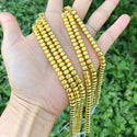Grade A Natural Hematite Gemstone Rondelle Beads, Gold Plated, 1 Strand/15 Inch, 6x4mm, Hole ID 1mm, GFC8-3