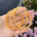 1 Strand Stretch Natural Yellow Citrine Crystal Beaded Gemstone Bracelet, 6mm Beads, Length Selections: 7 inch/7.5 inch/8 inch