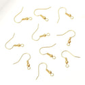 50pcs Tarnish Resistant Fish Earring Hooks, 18K Yellow Gold Plated Brass, 18mm, 0.7mm/21 Gauge, BF20-2