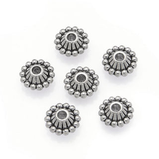 100pcs Large Hole Saucer Rondelle Beads, Antique Silver, 11mm, Hole ID 2.8mm, MC-S6