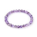 1 Strand Stretch Natural Purple Amethyst Beaded Gemstone Bracelet, 6mm Beads, Length Selections: 7 inch/7.5 inch/8 inch