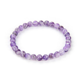 1 Strand Stretch Natural Purple Amethyst Beaded Gemstone Bracelet, 6mm Beads, Length Selections: 7 inch/7.5 inch/8 inch