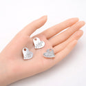 20pcs Cute Flower Heart Charms, 20mm One Sided Heart Drop Pendants, Antique Silver, MC-D23