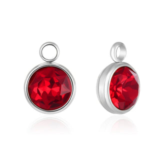 10pcs Grade A January Red Birthstone Charm Drops, Stainless Steel, Tarnish Resistant, 6mm, CCP32-1