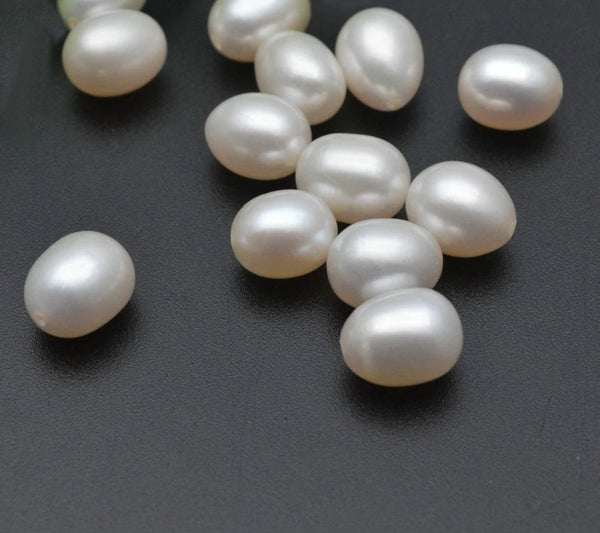 10pcs Natural AAAA Grade High Luster Half Drilled Teardrop Pearls Beads, White Cultured Freshwater Pearls, 8-9mm, Hole ID 0.85mm, PT4-89