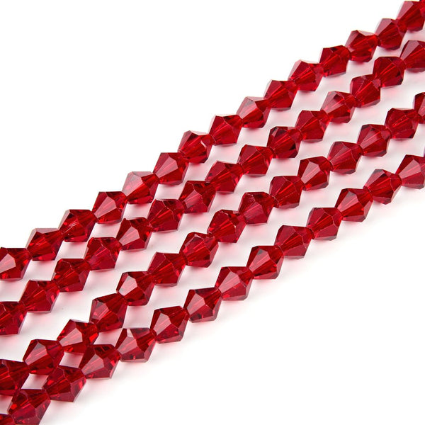 200pcs Creative Club Faceted Bicone Crystal Glass Beads, Siam Red Red, 8mm (0.31 Inch), Hole ID 1.1mm, CCB805
