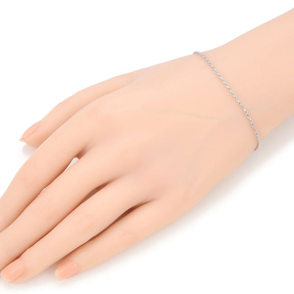 1pc 925 Sterling Silver 1.3mm Diamond Cut Braided Rope Chain Bracelet, Tarnish Resistant White Gold Plated, Length Selections: 7 inch/7.5 inch/8 inch