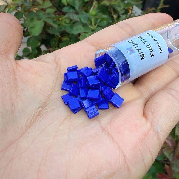 10g Miyuki Full Tila Square Seed Beads 5x5mm, Opaque Cobalt Blue (TL-414)