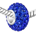 1pc 925 Sterling Silver September Sapphire Blue Birthstone Bead Charm, 12.5x7.5mm, Hole ID 4.8mm, Fit Pandora All Other Bracelets, EC684-9