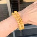 1 Strand Stretch Natural Yellow Citrine Beaded Gemstone Bracelet, 8mm Bead, Length Selections: 7 inch/7.5 inch/8 inch/8.5 inch