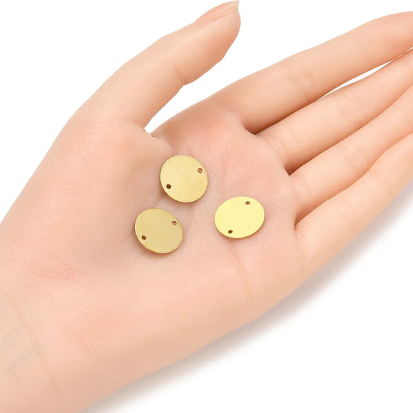 20pcs Raw Brass Small Half Round Semicircle Connector Link, 2-Hole, 15mm, Unplated/Uncoated, CX-R7