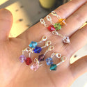 1 Set/12pcs Mixed Clip On Dangle Birthstone Charm Drops, 8mm Bicone Crystal Beads, Sterling Silver Plated Clasps, BL1