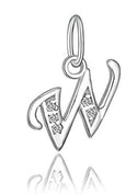1pc 925 Sterling Silver Letter W Charm, Tarnish Resistant Rhodium Plated, Cubic Zirconia CZ Name Initial Pendant Drop,SSP-C23