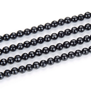 Natural Black Jade Gemstone Faceted Round Beads, 10mm, Hole ID 1mm, 14 Inch/1 Strand, GH-G5