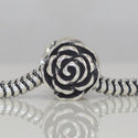 1pc Solid 925 Sterling Silver Love Rose Flower Bead Charm, Compatible with Pandora All Other Charm Bracelet, EC498