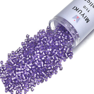 30g Miyuki Delica 11/0 Seed Beads, Transparent Silver Lined Purple DB1347